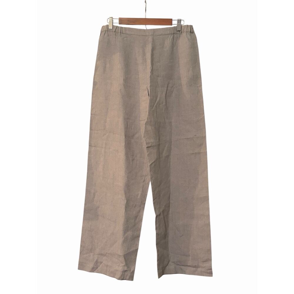 Shirin Guild Linen Wide Leg Pants •Women XL• Grey Back Elastic Waistband Pull On